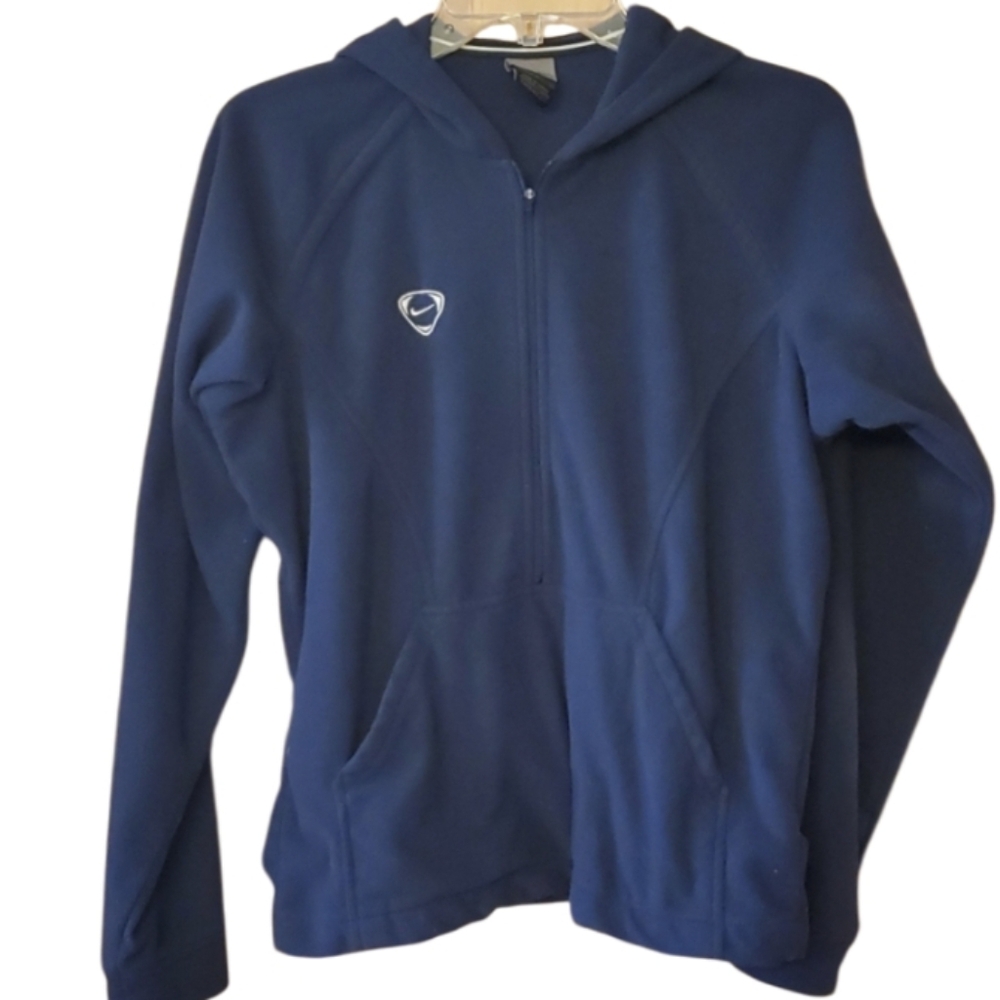 Nike Womans Fleece Navy Partial Zip Therma Fit Hoodie Size M (8-10)